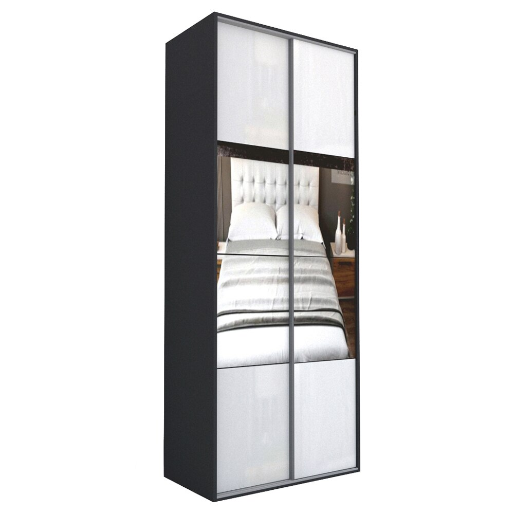 Dressing Genarom LEX A, Gri / Gri Lucios / Oglinda M, 120 x 240 x 66 cm