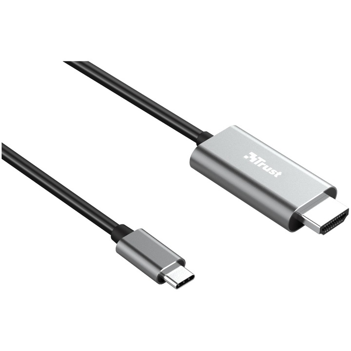 Cablu adaptor Trust Calyx USB-C la HDMI, 4K, Negru