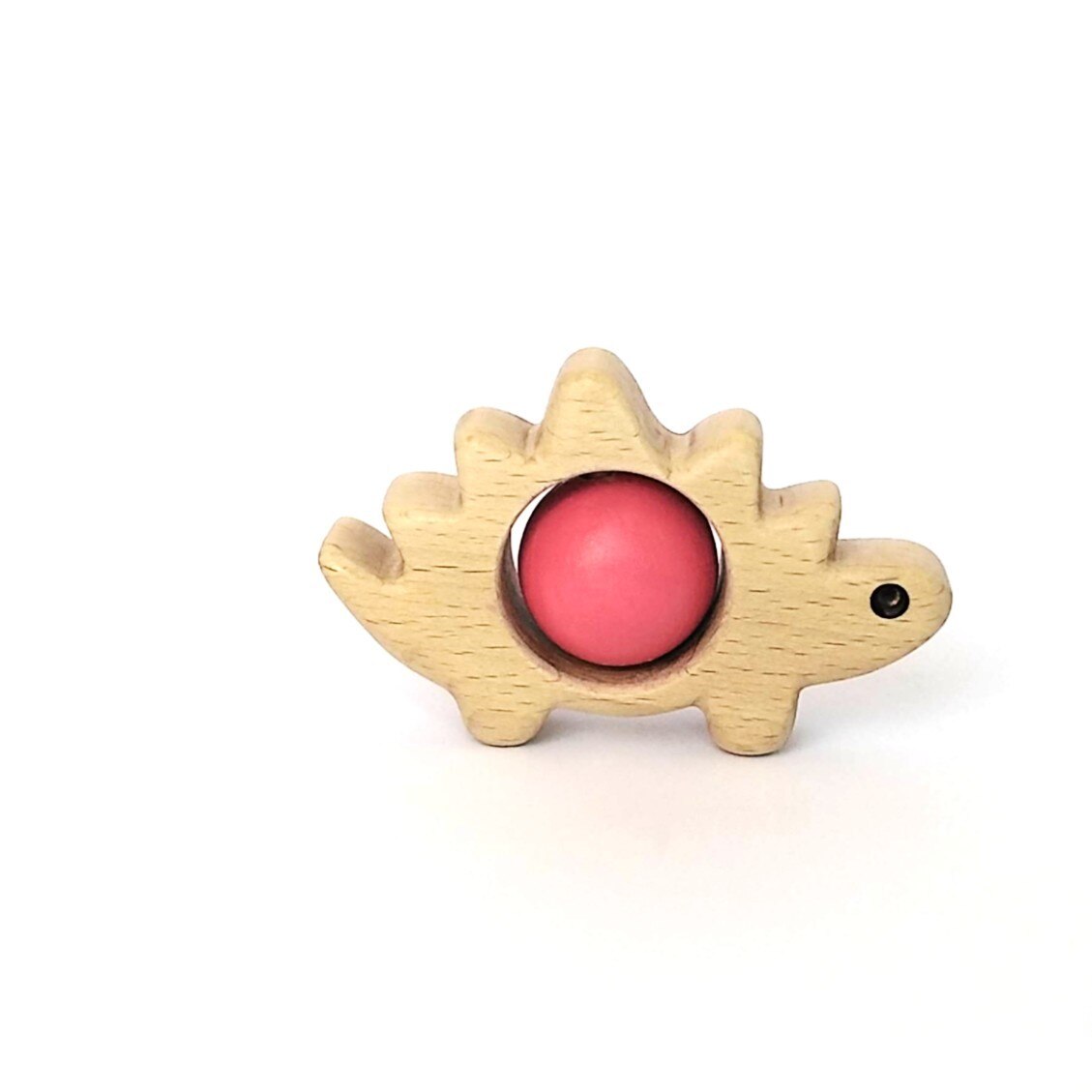 Jucarie Zornaitoare din lemn, Stegozaur Roz, 7toys