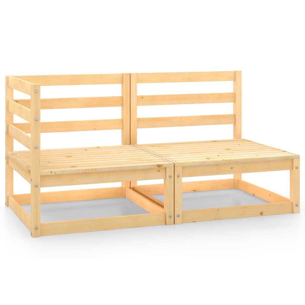 Set canapea de mijloc si canapea de colt pentru gradina vidaXL, Lemn, 70 x 70 x 67 cm, Maro