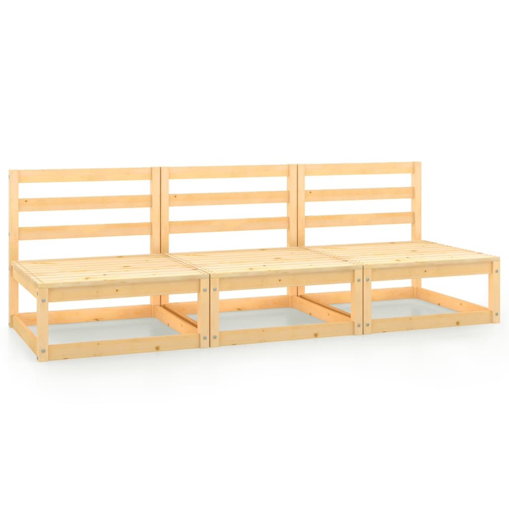 Canapea de mijloc de gradina, cu 3 locuri, vidaXL, Lemn masiv de pin, 70 x 70 x 67 cm, Maro