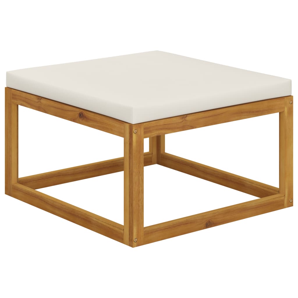 Taburet de picioare cu perne vidaXL, Lemn de acacia, 68 x 68 x 29 cm, Maro/Crem