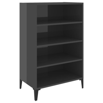 Comoda 4 rafturi, vidaXL, PAL-Lemn eucalipt, 57x35x90 cm, Gri extralucios Comoda 4 rafturi, vidaXL, PAL-Lemn eucalipt, 57x35x90 cm, Gri extralucios