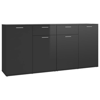 Comoda dubla, vidaXL, PAL, 160 x 36 x 75 cm, Negru extralucios Comoda dubla, vidaXL, PAL, 160 x 36 x 75 cm, Negru extralucios