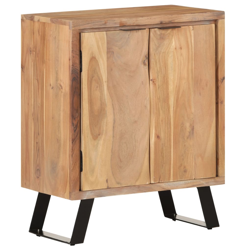 Comoda, vidaXL, lemn masiv de acacia - Metal, 60x36x76 cm, Maro