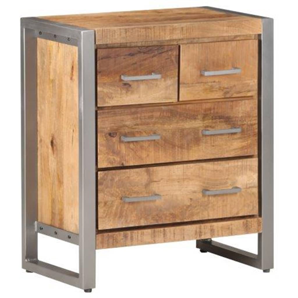 Comoda cu sertare, vidaXL, Lemn de mango nefinisat-Metal, 60 x 35 x 70 cm, Maro