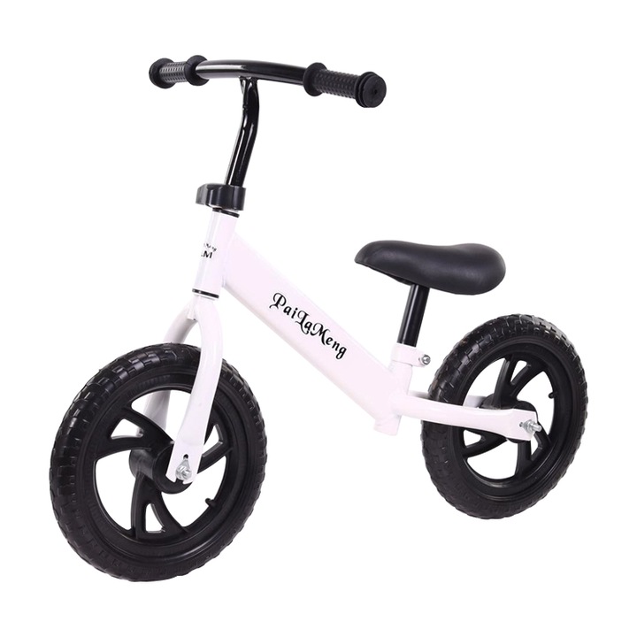 Bicicleta de echilibru pentru incepatori, fara pedale pentru copii intre 2 si 5 ani, Alba