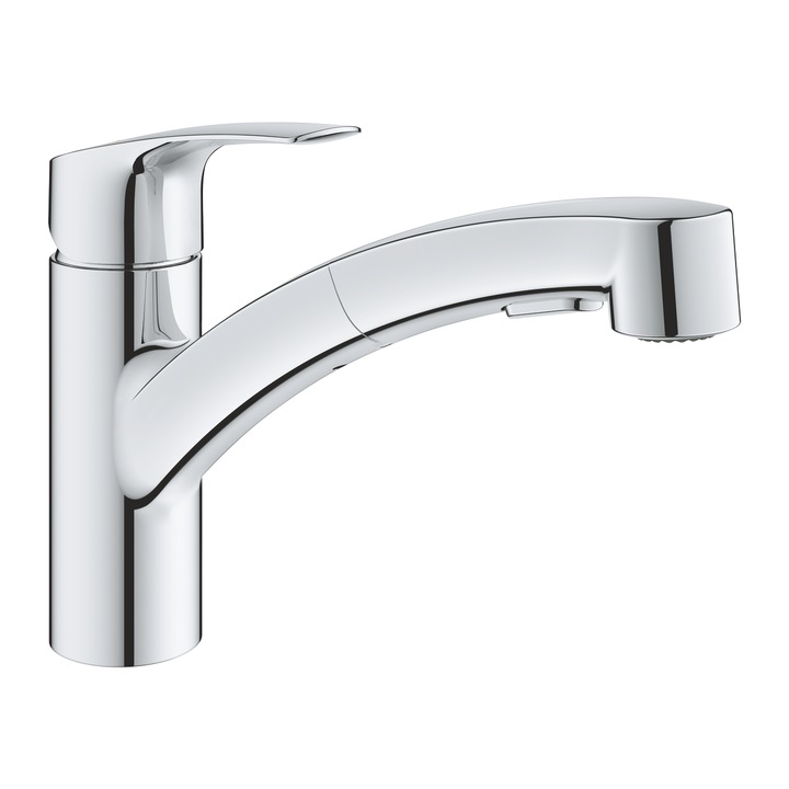 Baterie bucatarie monocomanda, cu dus extractibil, crom lucios, Grohe Eurosmart New