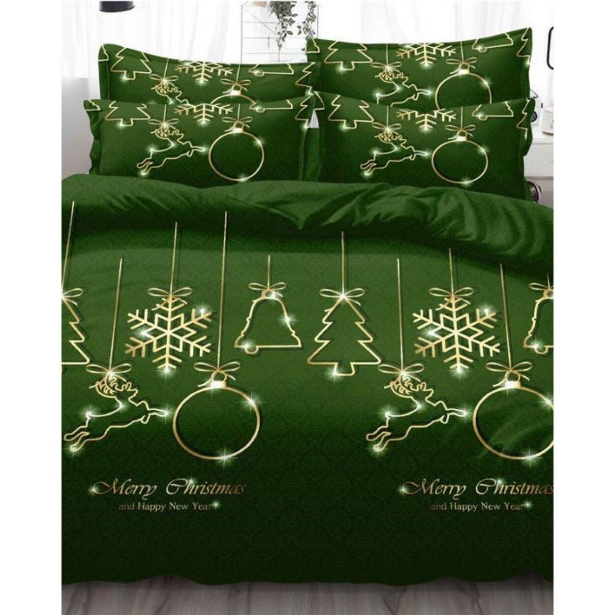 Set Lenjerie Finet Mos Craciun, 6 Piese, Pat 2 Persoane, Christmas Shapes, FNQ-31