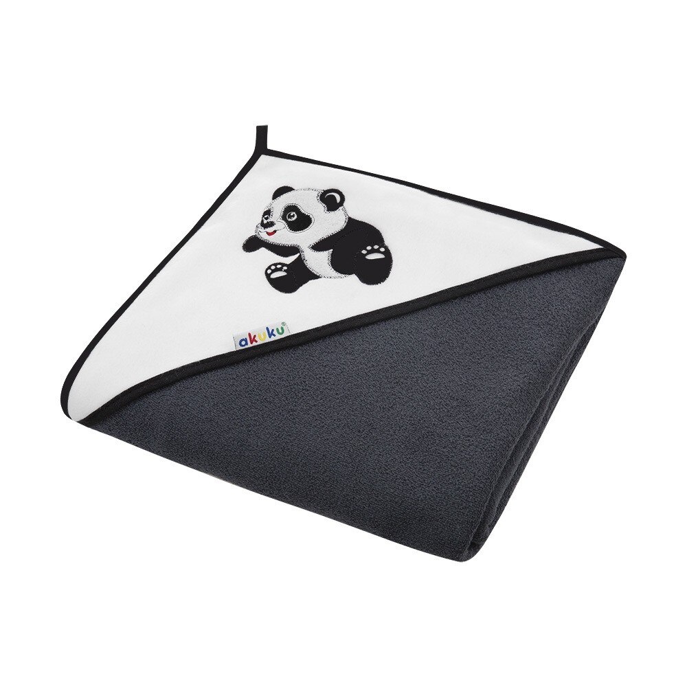 Prosop de baie cu gluga 100 cm bumbac Akuku Panda grafit