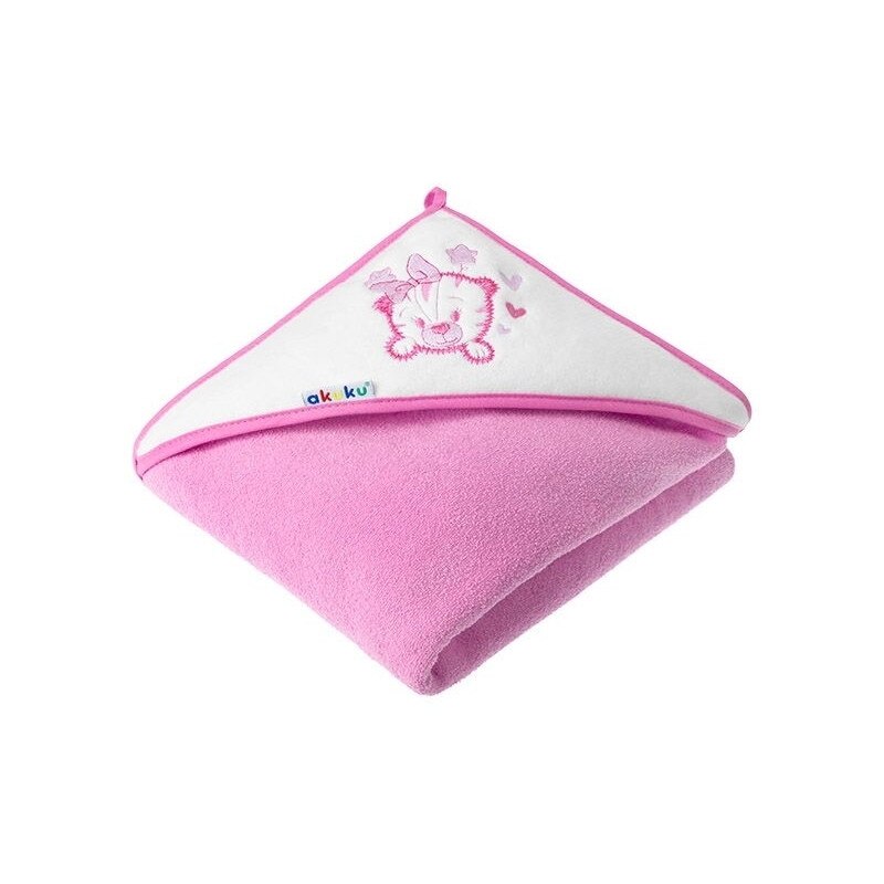Prosop de baie cu gluga 100 cm bumbac Akuku Pisicuta roz