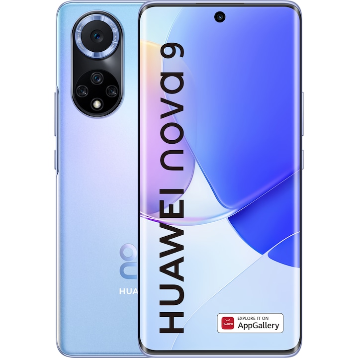 Huawei Nova 9 Mobiltelefon, Kártyafüggetlen, 8GB RAM, 128GB, Dual SIM, Kék