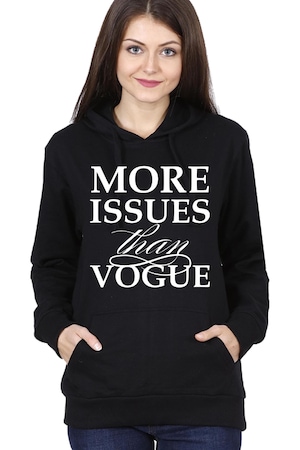 Egyedi női pulóver "More issues than vogue", Fekete, Fekete