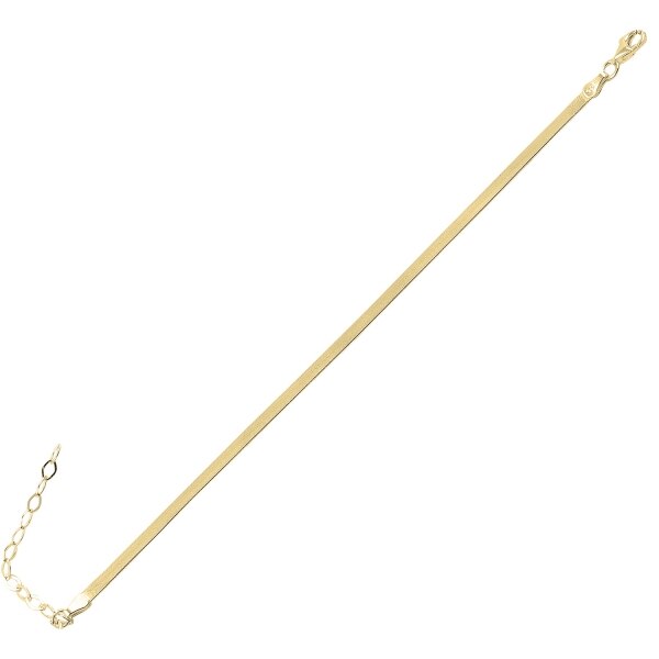 Bratara argint cu lant plat, placata cu aur - Lungime 50 cm