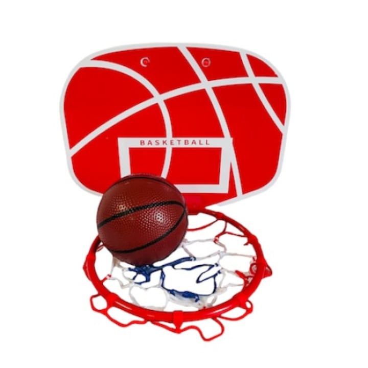 Баскетболен кош с метален ринг, топка, помпа и система за закрепване