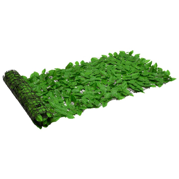 Балконски параван за уединение vidaXL, С зелени листа, 600x75 см, 2.2 kg