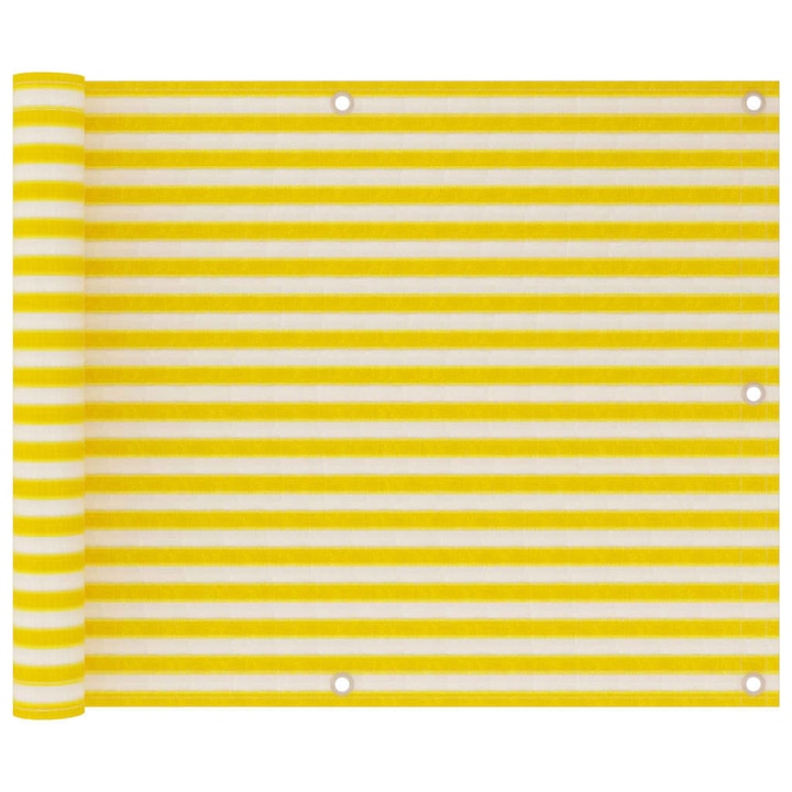 vidaXL sárga és fehér HDPE erkélytakaró 75 x 300 cm
