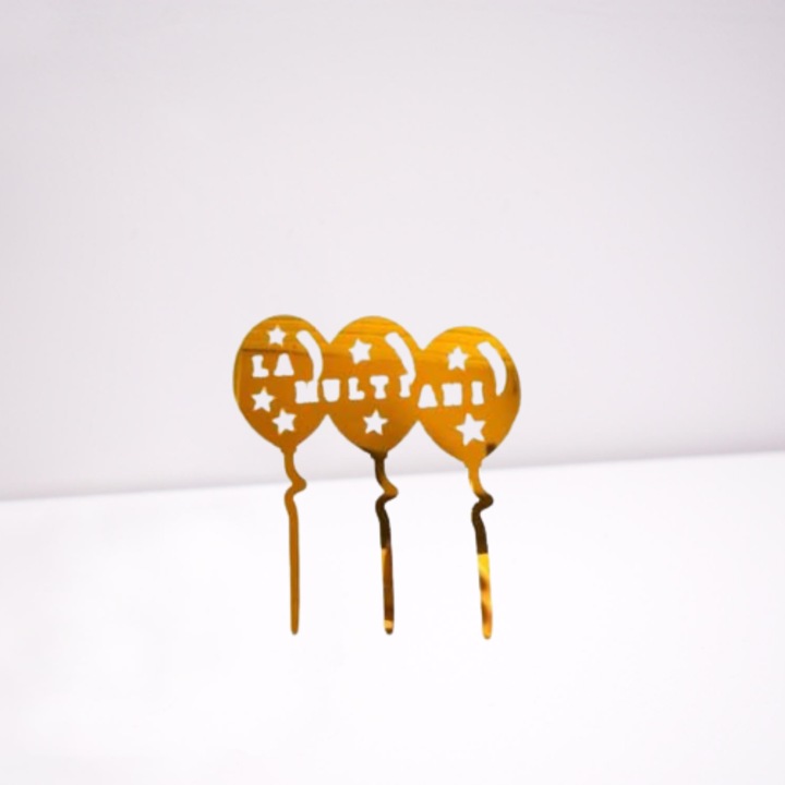 Cake Topper Boldog születésnapot, lufi, arany