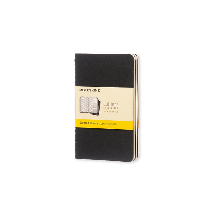 Set 3 agende Cahier, Moleskine, 9x14 cm, Negru
