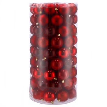 Set globuri de Craciun Sersimo, 100 bucati, 6cm, rosu Set globuri de Craciun Sersimo, 100 bucati, 6cm, rosu