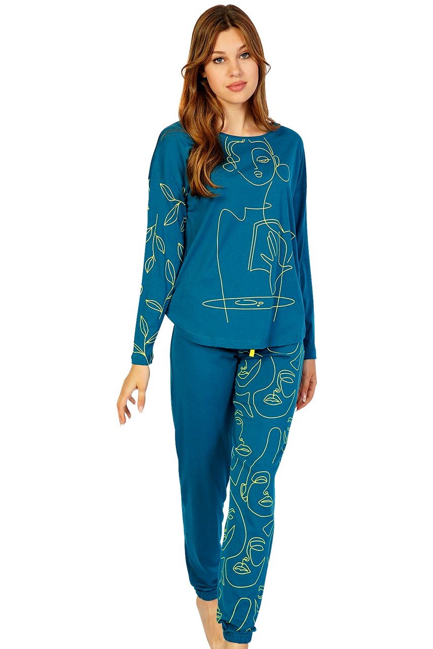 Pijama Dama, Vienetta, Model Poeme Green, Culoare Verde