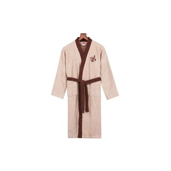Halat de baie bumbac 100% ,Cotton Box, marime M/L, M/L , Fine - Beige, Brown Halat de baie bumbac 100% ,Cotton Box, marime M/L, M/L , Fine - Beige, Brown