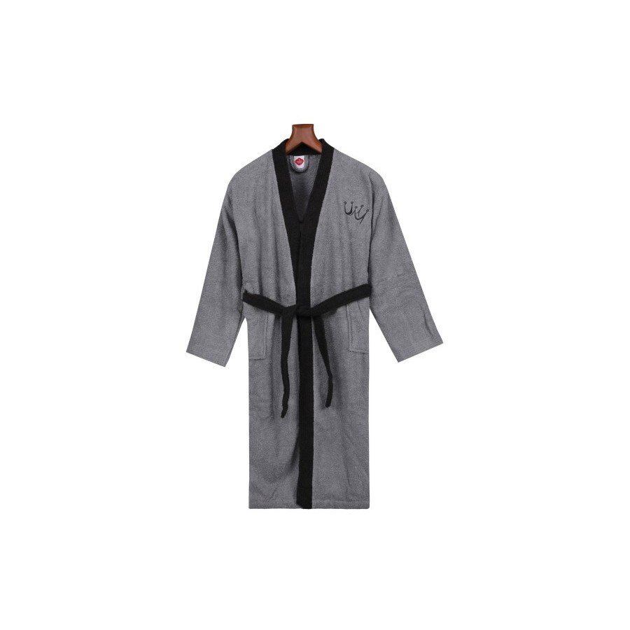 Halat de baie bumbac 100% ,Cotton Box, marime M/L, M/L , Fine - Grey, Black