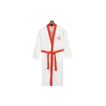 Halat de baie bumbac 100% ,Cotton Box, marime S-M , Fine - Ecru, Tile Red Halat de baie bumbac 100% ,Cotton Box, marime S-M , Fine - Ecru, Tile Red