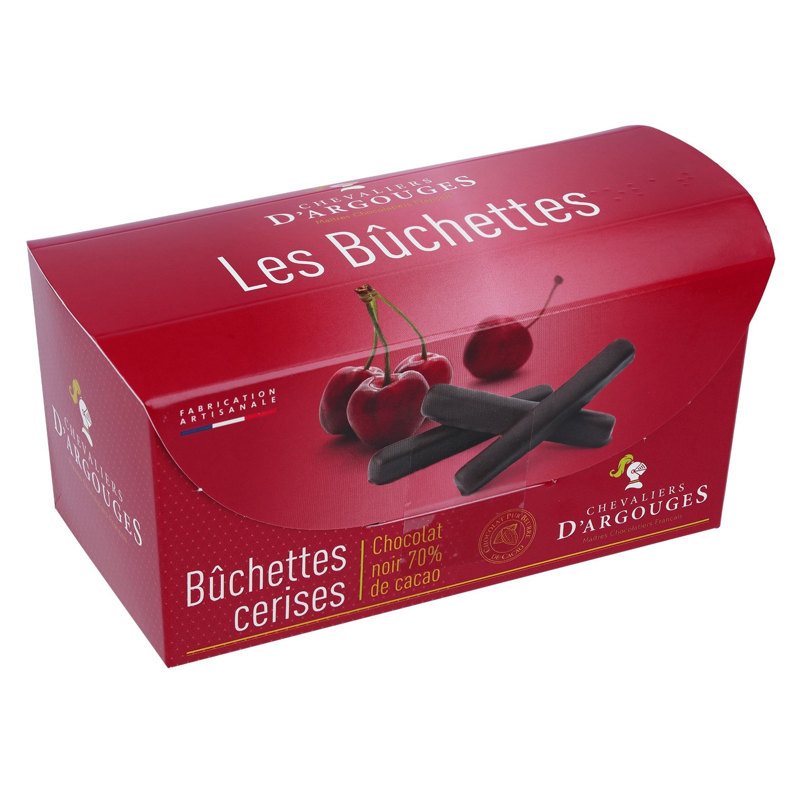 Cirese confiate in ciocolata neagra 70%, Chevaliers d'Argouges, 150gr