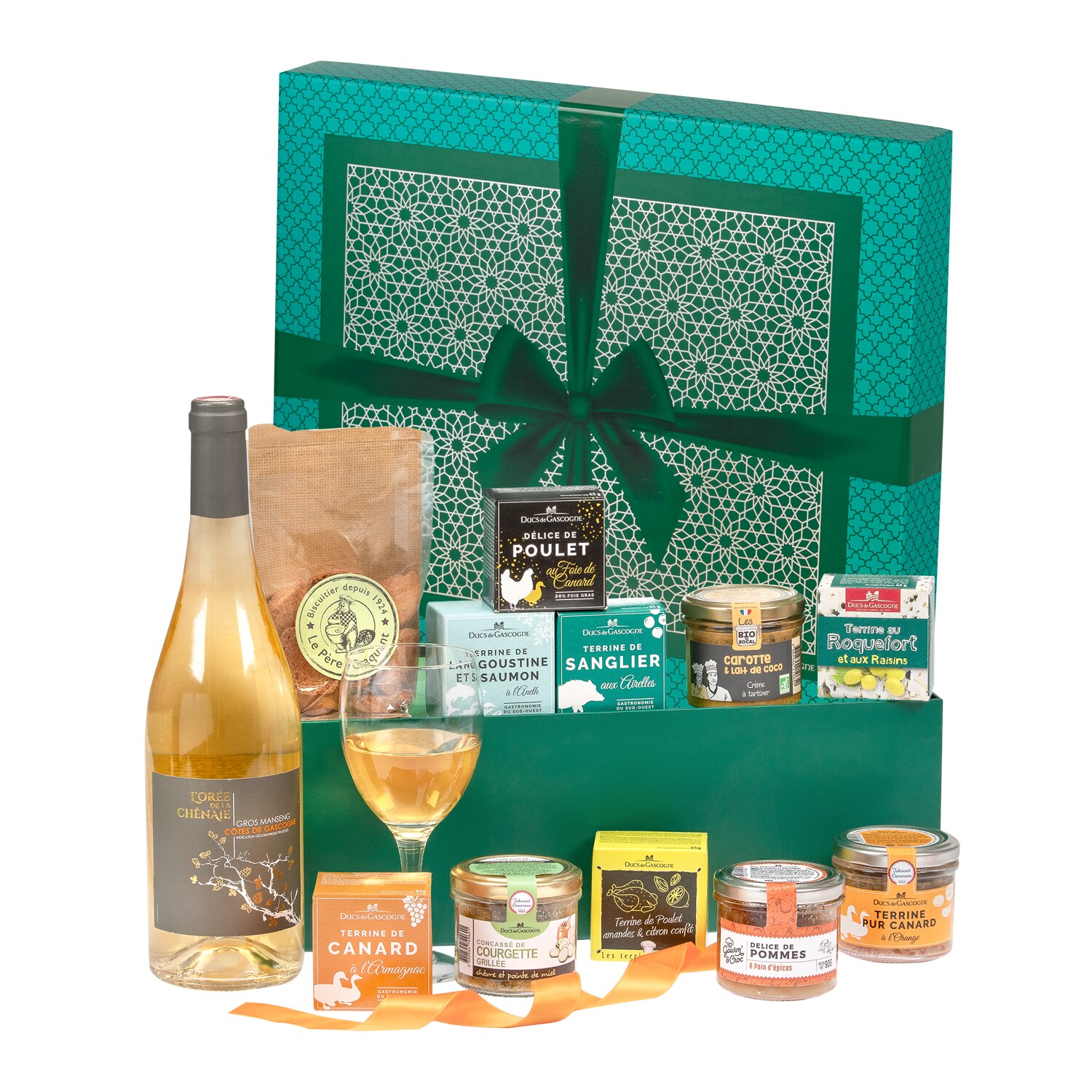 Cos cadou Bonheur des Papilles cu terine, vin si dulciuri frantuzesti pentru Sarbatori, Ducs de Gascogne, 12 produse