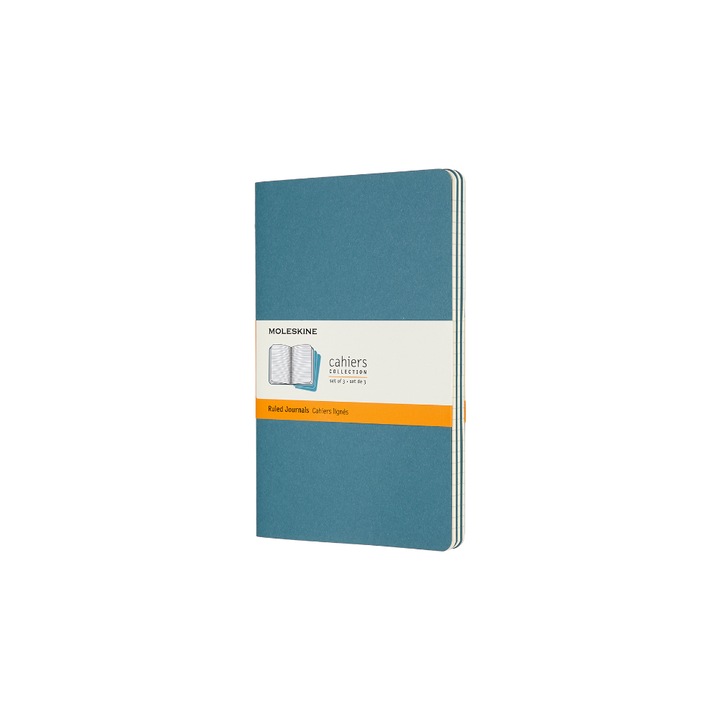 Set 3 agende Cahier, Moleskine, 13x21 cm, Albastru