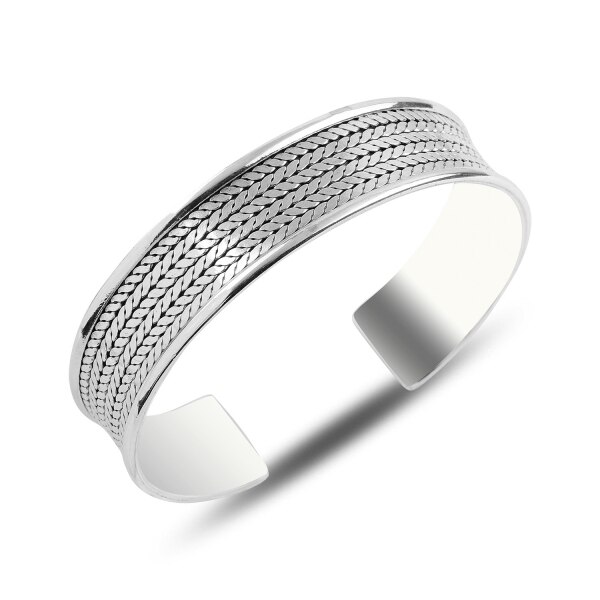 Bratara fixa din argint 925 model impletit - Lungime 17,5 cm