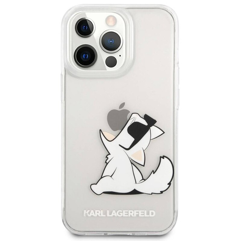 Husa de Protectie Karl Lagerfeld pentru Apple iPhone 13 Pro, Top Quality Standards, Choupette Cat Design, Premium, Optim Tech, Transparent
