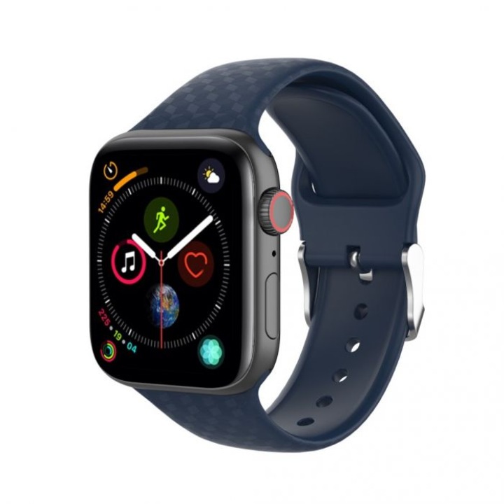 Curea pentru Apple Watch, 3D Silicone Loop, Compatibila cu Apple Watch 7, Midnight Blue, 41 mm