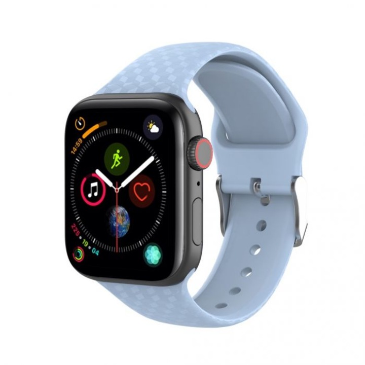 Curea silicon pentru Apple Watch, MTP, 3D Silicone Loop, Compatibila cu Apple Watch 1/2/3/4/5/6/7/SE, Sky Blue, 42 mm