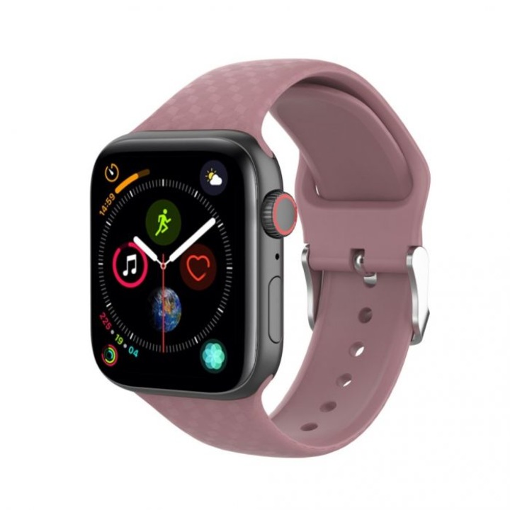Curea silicon pentru Apple Watch, MTP, 3D Silicone Loop, Compatibila cu Apple Watch 1/2/3/4/5/6/7/SE, Liliac, 40 mm