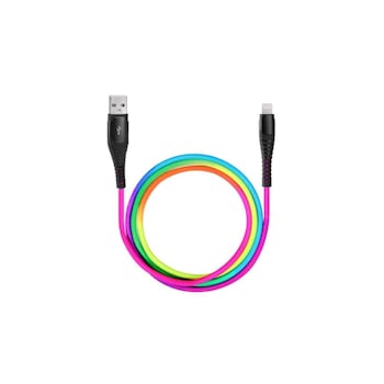 Cablu de incarcare Lightning la USB, lungime 1M, ranforsat, Rainbow Cablu de incarcare Lightning la USB, lungime 1M, ranforsat, Rainbow