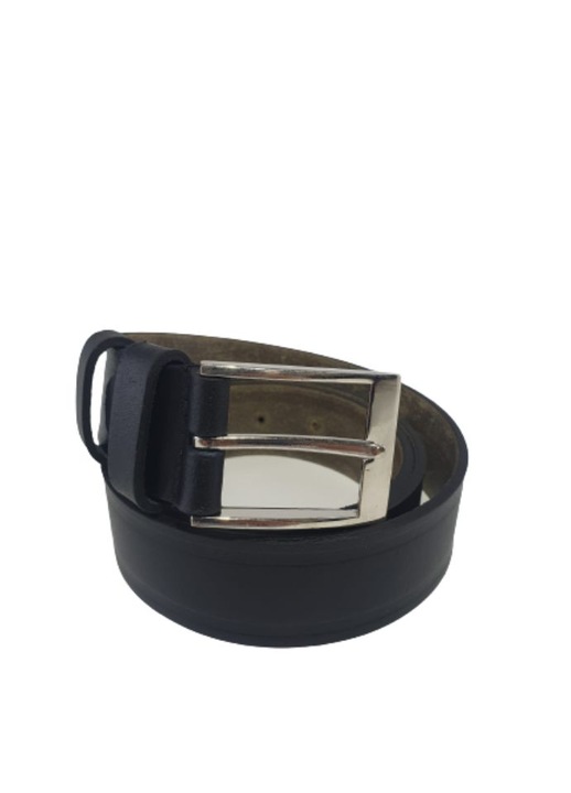 Ferfi termeszetes bor ov, fekete, modell ket csikkal, szelessege 3,5 cm, Fekete, 135