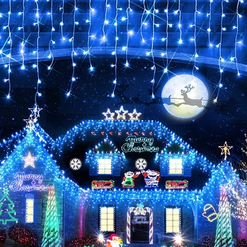 Instalatie de Craciun, Nevermore®, Tip Turturi, Franjuri, Interconectabila, 15 m, 360 LED-uri, Albastru Instalatie de Craciun, Nevermore®, Tip Turturi, Franjuri, Interconectabila, 15 m, 360 LED-uri, Albastru