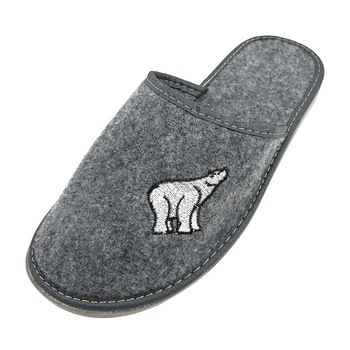 Papuci de Casa Model 'White Bear' din Postav Culoare Gri Papuci de Casa Model 'White Bear' din Postav Culoare Gri