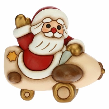 Figurina, Mos Craciun in avion, ceramica THUN, 10.5 cm Figurina, Mos Craciun in avion, ceramica THUN, 10.5 cm