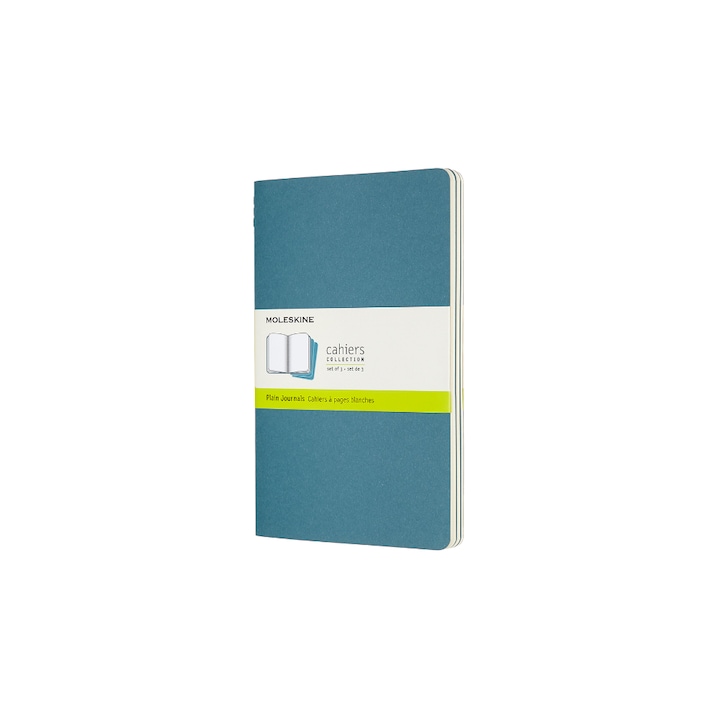 Set 3 agende Cahier, Moleskine, 13x21 cm, Albastru