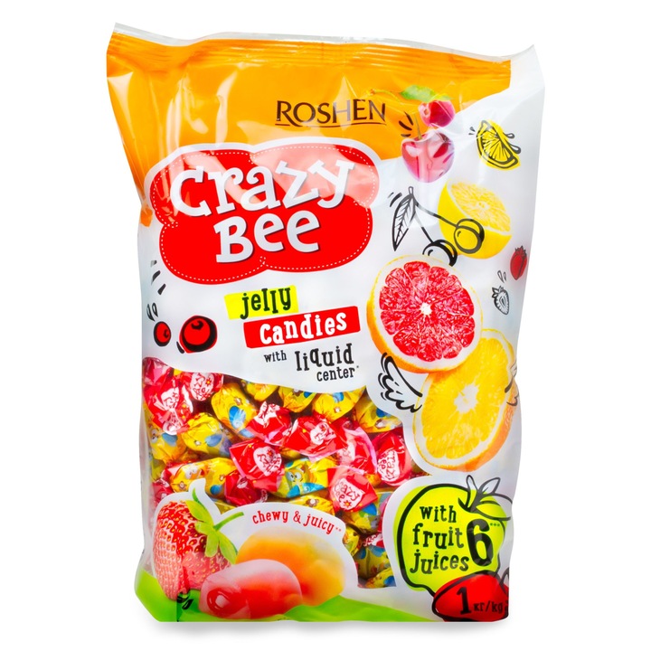 Crazy Bee Frutty zselé, Roshen, Gyümölcs, 200g