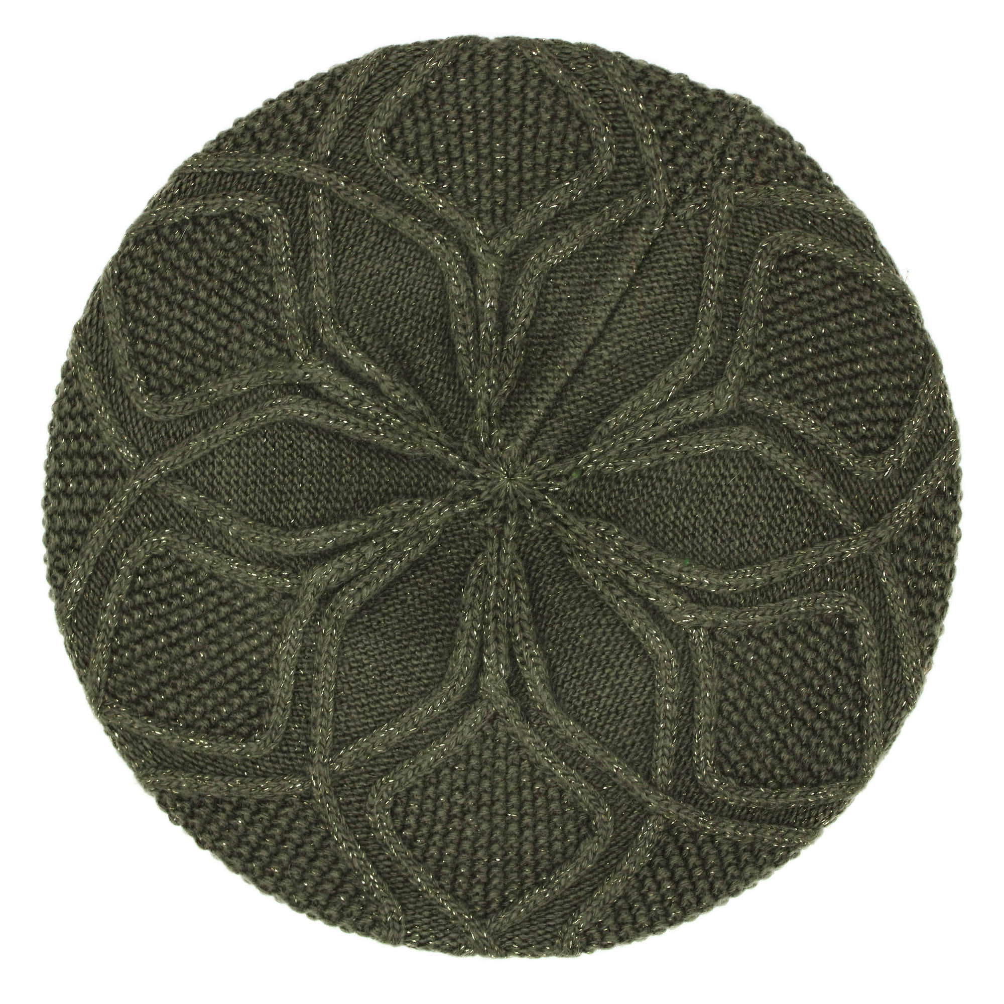 Bereta de dama, tricotata, 70% acrylic 30% casmir, Kaki cu sclipici - BSC316