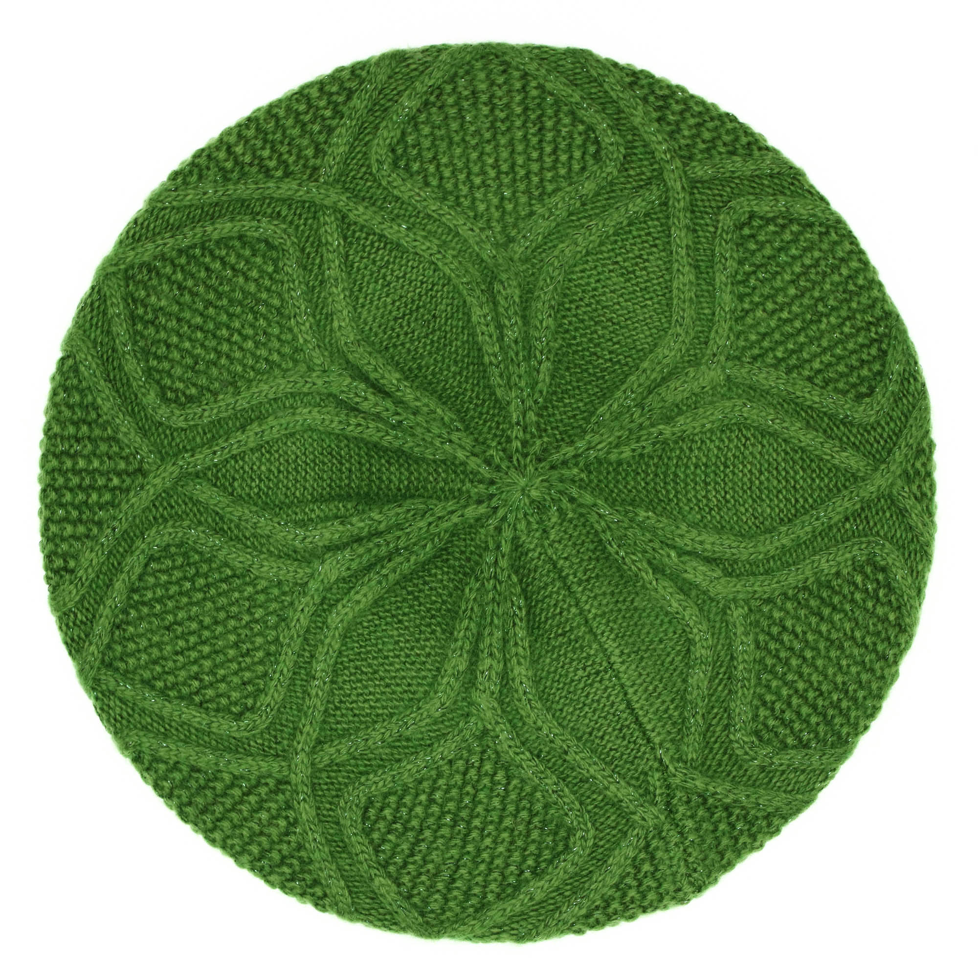 Bereta de dama, tricotata, 70% acrylic 30% casmir, Verde cu sclipici - BSC314