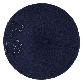 Bereta de dama, 70% acrylic 30% casmir, Bleumarin, cu strasuri si bilute - BSC303 Bereta de dama, 70% acrylic 30% casmir, Bleumarin, cu strasuri si bilute - BSC303