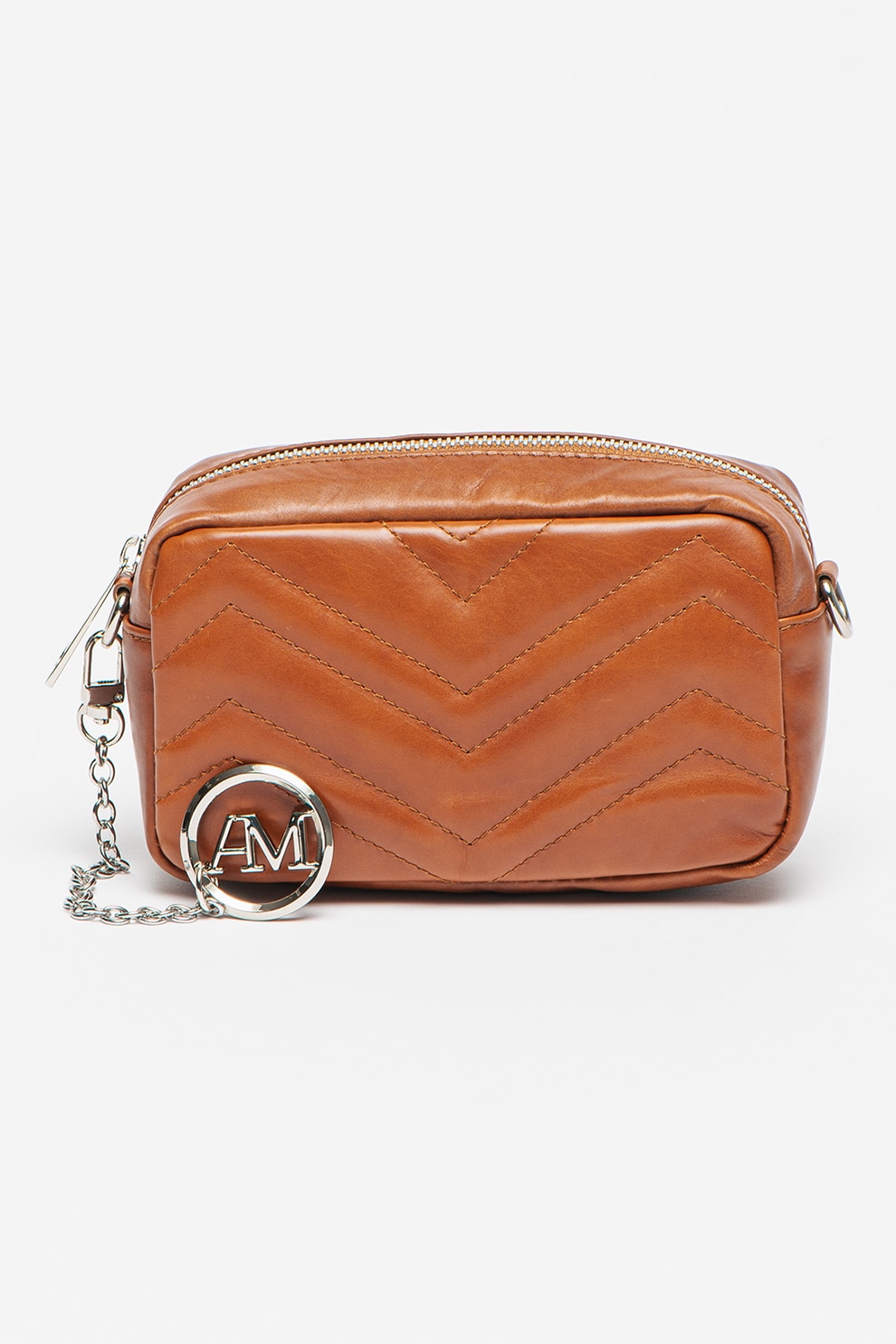 Antonia Moretti, Geanta crossbody de piele cu aspect matlasat, Maro inchis