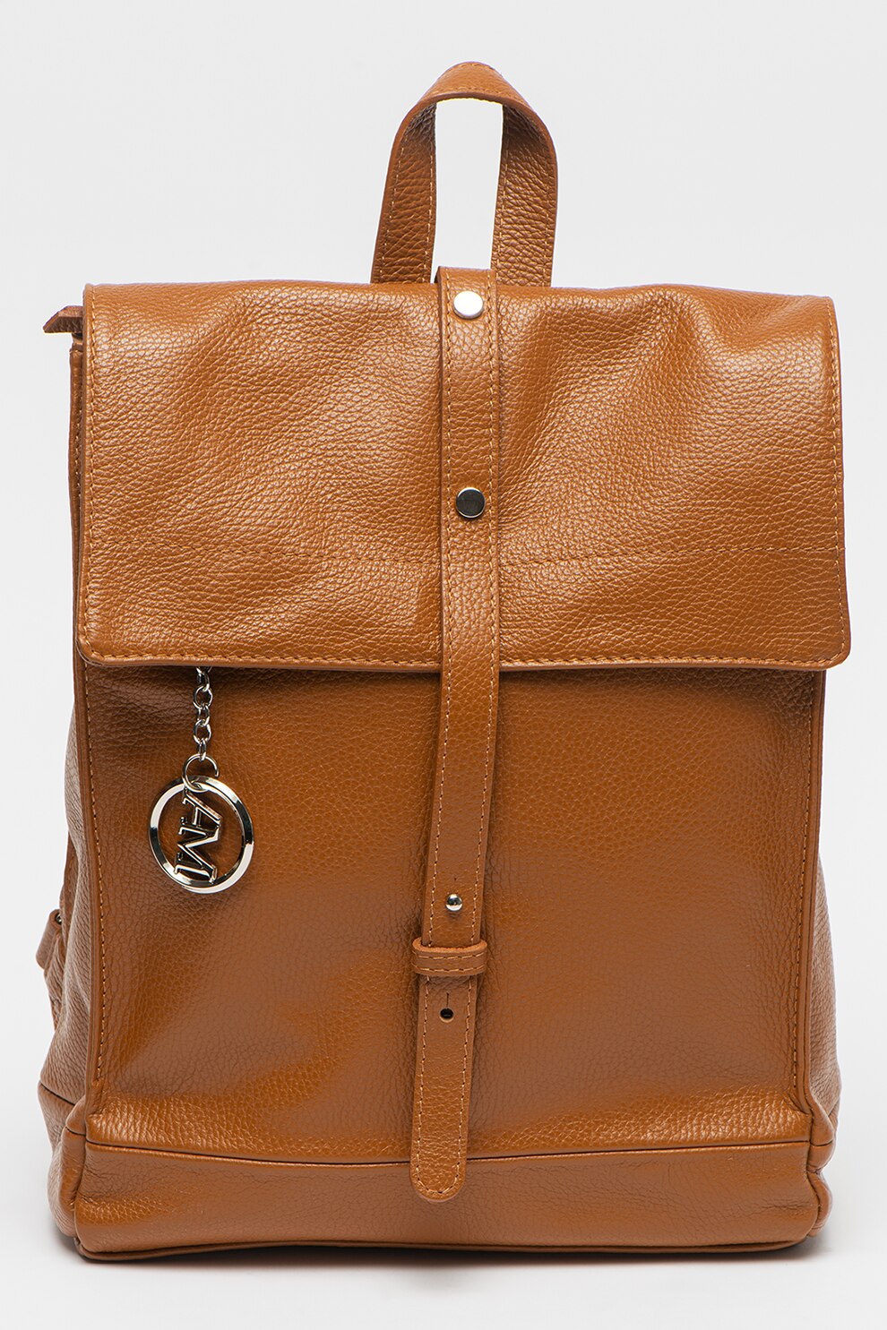 Antonia Moretti, Rucsac de piele cu accesoriu logo, Coniac