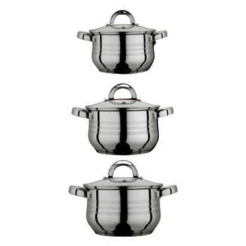 Set oale inox SWAN, 6 piese, 2.8 l, 3.8 l, 6.5 l, fund triplustratificat, capace sticla termorezistenta Set oale inox SWAN, 6 piese, 2.8 l, 3.8 l, 6.5 l, fund triplustratificat, capace sticla termorezistenta