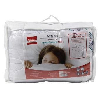 Set pilota 4 anotimpuri, poliester, hipoalergenica, 150 x 200 cm, 2 bucati Set pilota 4 anotimpuri, poliester, hipoalergenica, 150 x 200 cm, 2 bucati